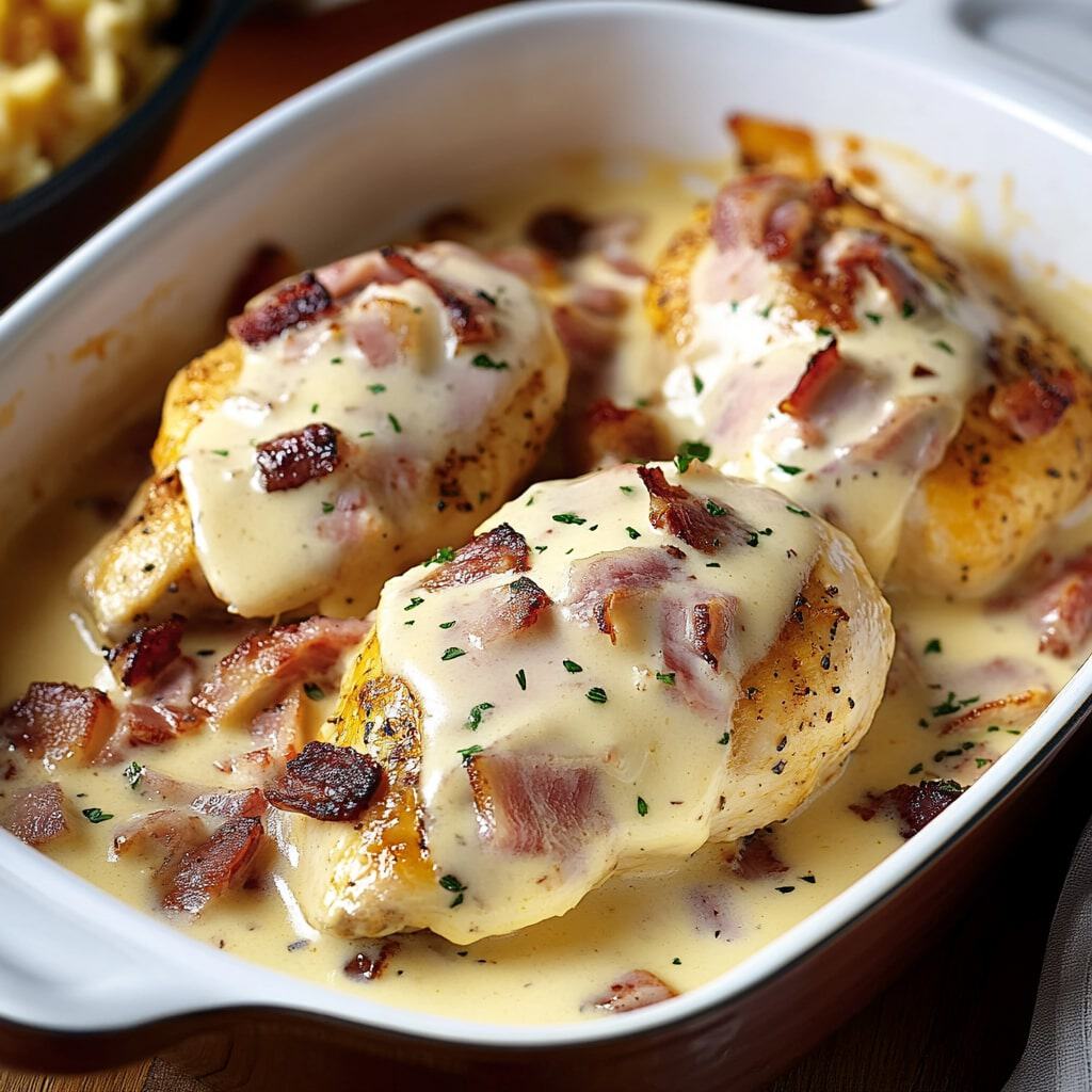 Poulet Crémeux aux Lardons au Four